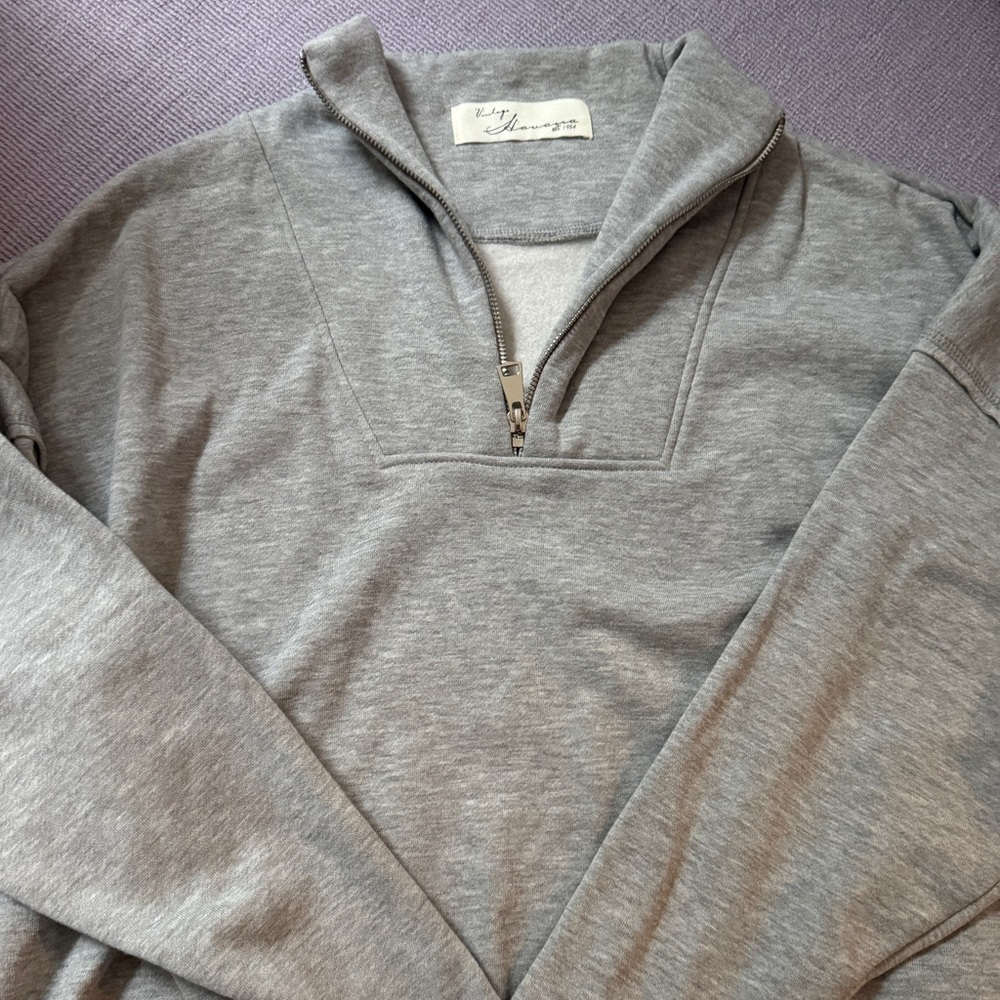 Vintage Havana cropped gray quarter zip